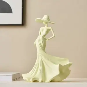 Creamy Style Figure Living Room Study Entryway Wine Cabinet Resin Home Decor, High-End Artistic Ornament, Elegant Interior Accessory