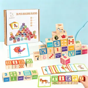 Abc Wooden Blocks, Alphabet and Number Stacking Puzzle Pieces, Montessori Educational Learning Toy, Preschool Teaching Aids for Boys and Girls