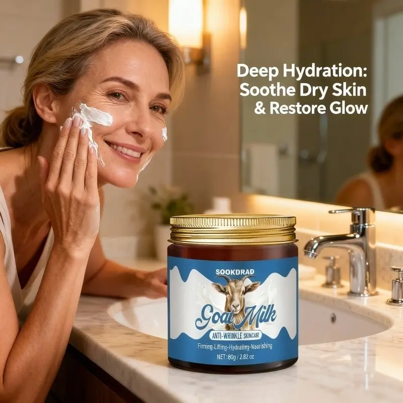 Goat Milk Moisturizing Cream, Hydrating and Firming, Face and Body, for All Skin Types, 80g/2.82oz, Daily Use, Youthful Look