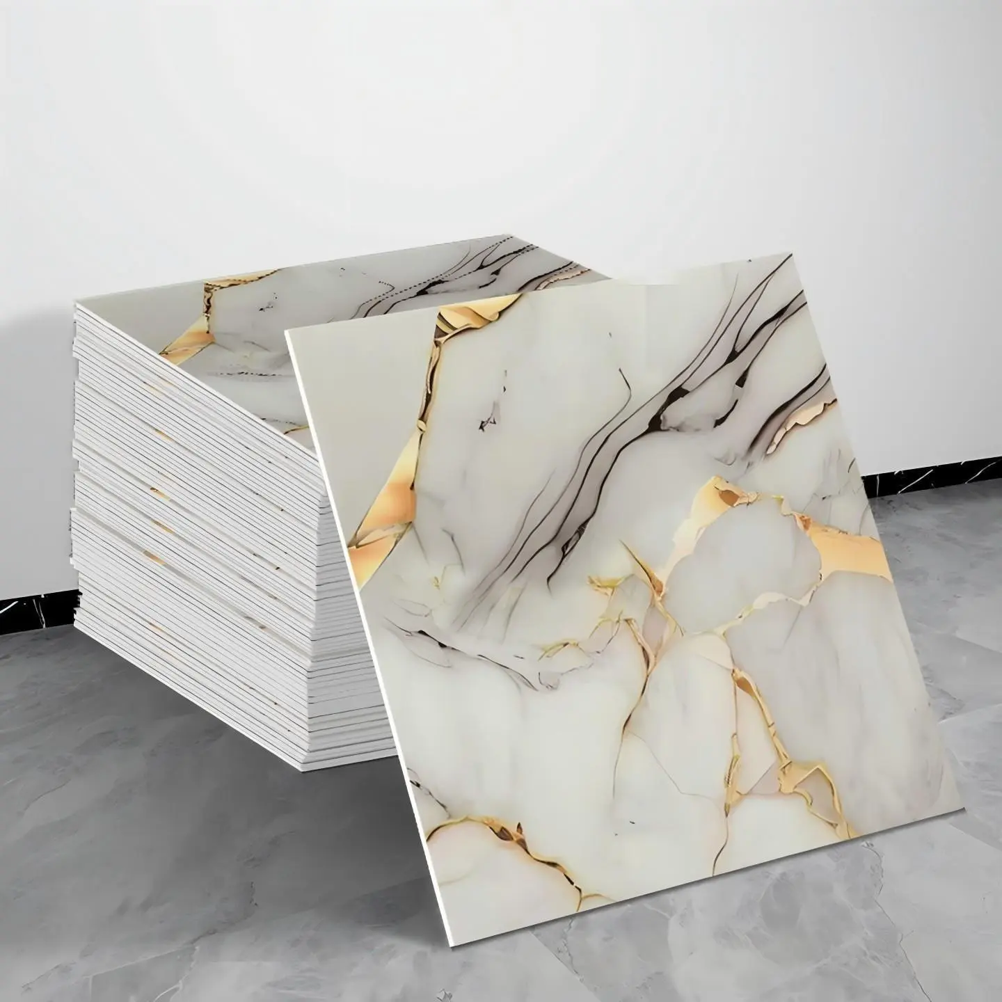 New 20-piece tear-off and stick-on shower waterproof marble tile wall panels, with dimensions of 11.8 inches × 11.8 inches. Self-adhesive countertop tiles, PVC wall panels for shower tiles.