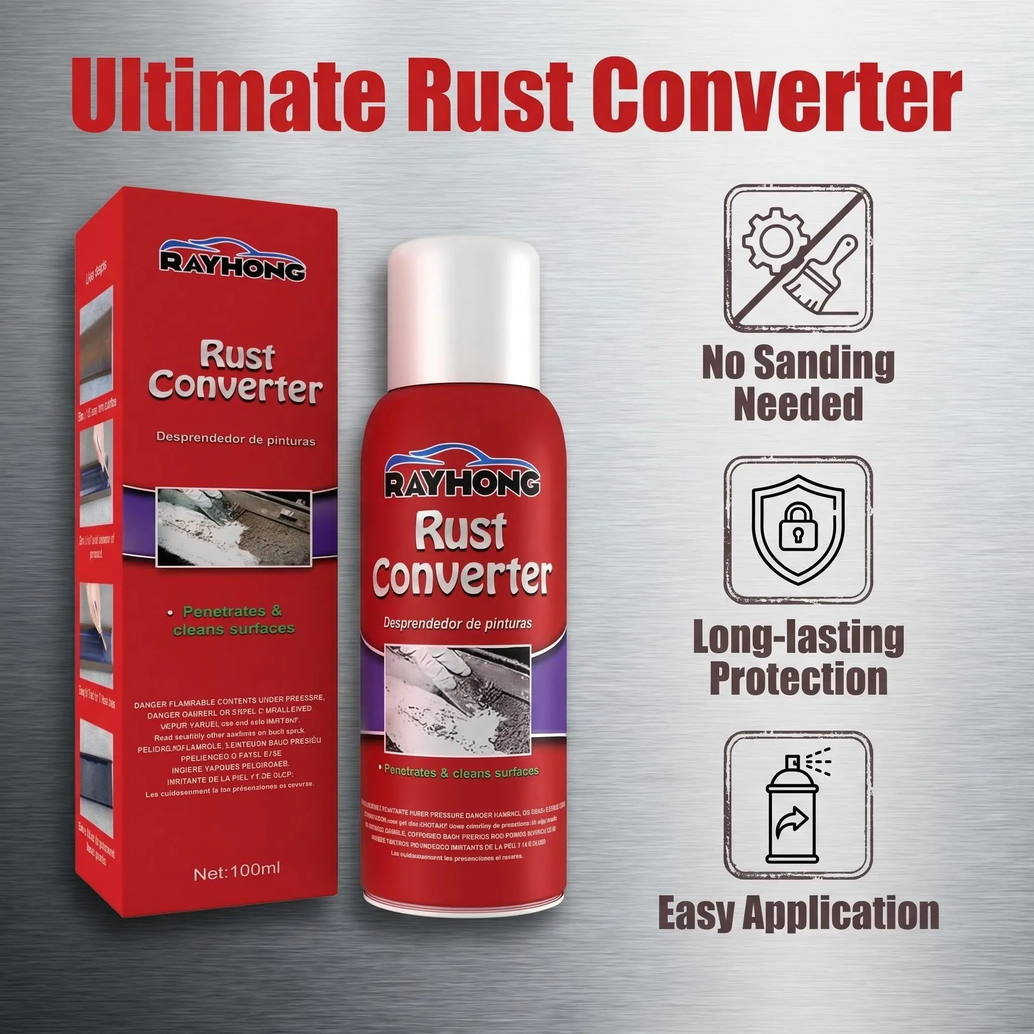 Long-Lasting Metal Underbody Rust Converter Primer, One-Key Solidification, High Adhesion Anti-Corrosion Protection, Off-Road Vehicle Care Spray, Rust Preventative