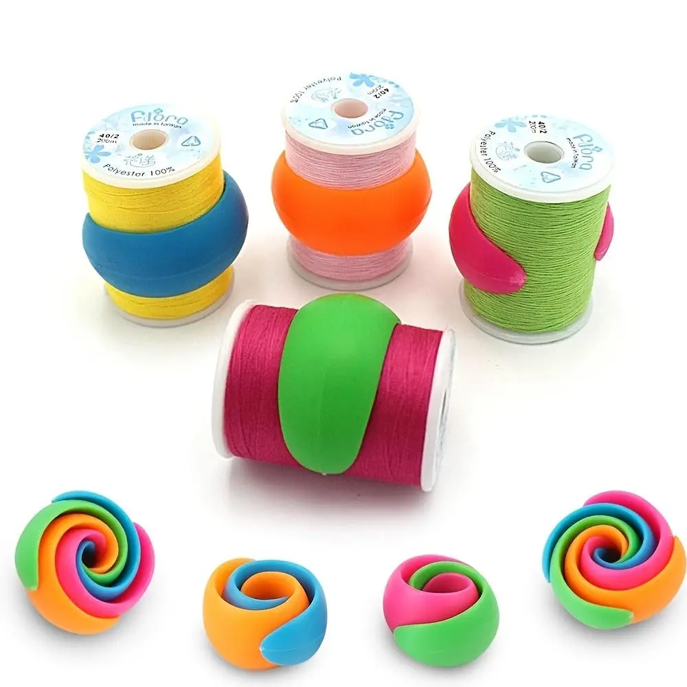 24pcs Thread Spool Savers - Sewing Notions & Supplies - Prevent Thread Tails Unwinding, No Loose Ends, Four-Colour, Space-Saving, Organized, and Efficient Thread Management for Sewing and Embroidery Machines Sewing Accessories and Supplies