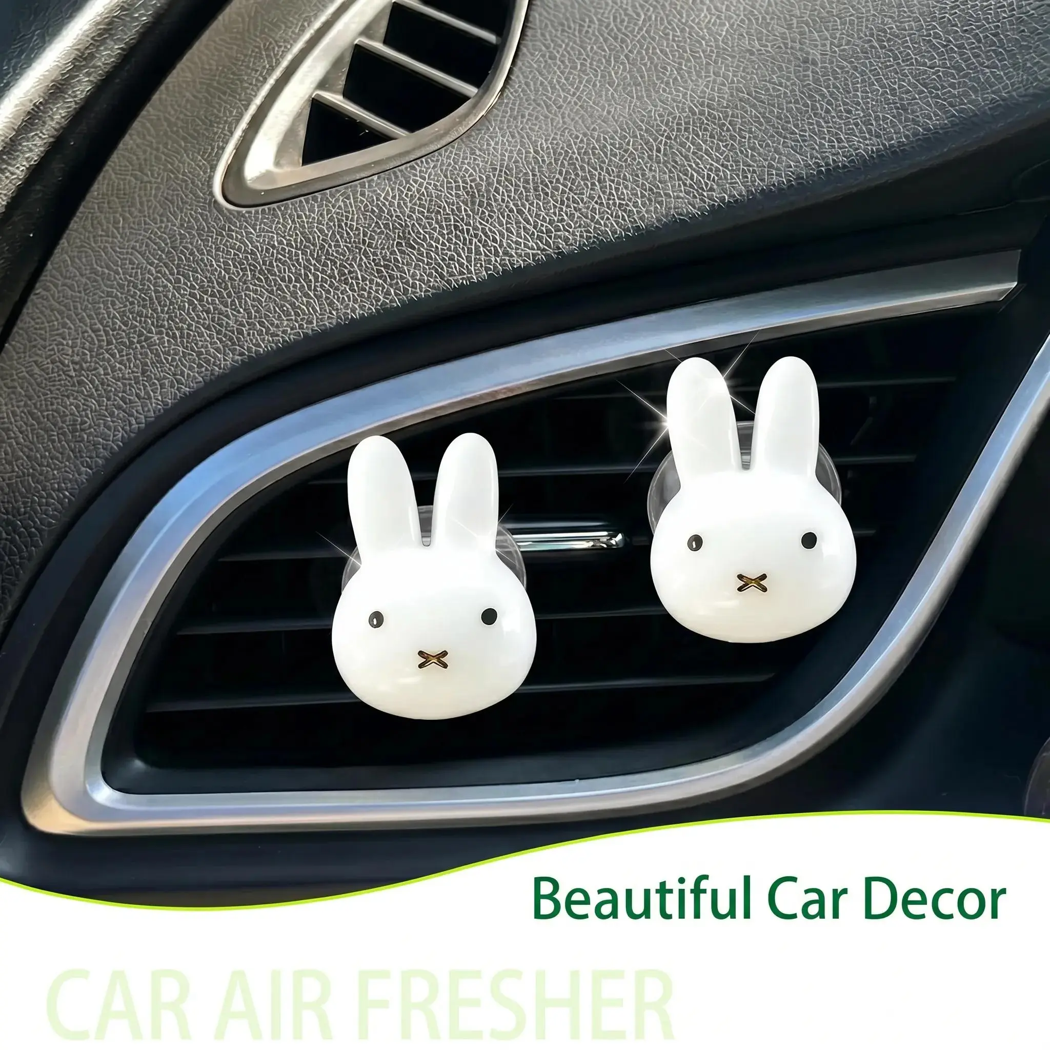 Cute Rabbit Car Air Vent Clip, Adorable Car Decoration, Car Fragrance, Car Scent, Air Freshener, Lady Car Accessories, Lucky Gift Pendant, Fits All Cars