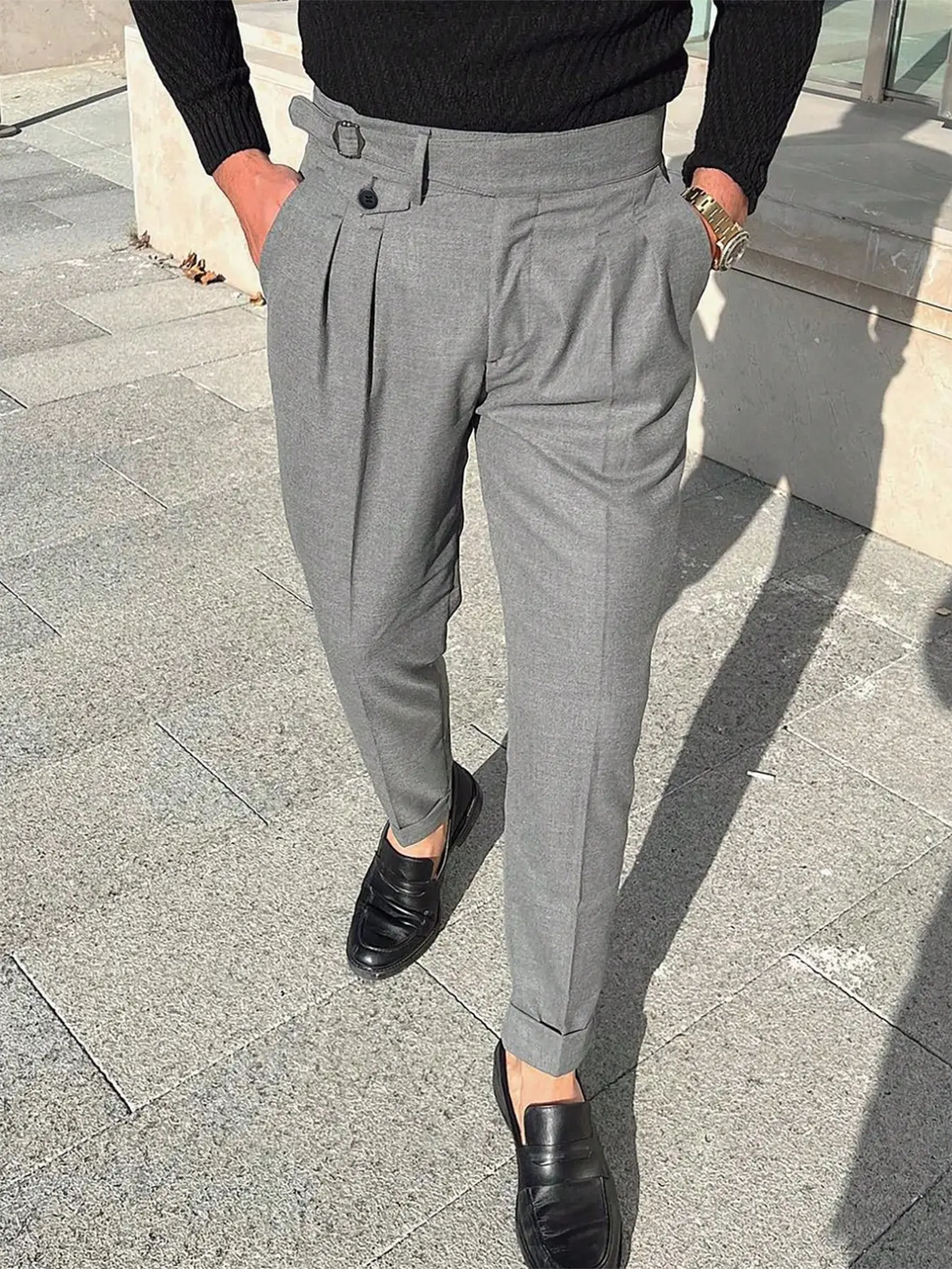 Men's Fashion Plain Adjustability West Pants, Business Commute Straight Leg Slim Fit Suit Pants, Multiple Colors Available, Casual Date Wear, Boyfriend Birthday Gift
