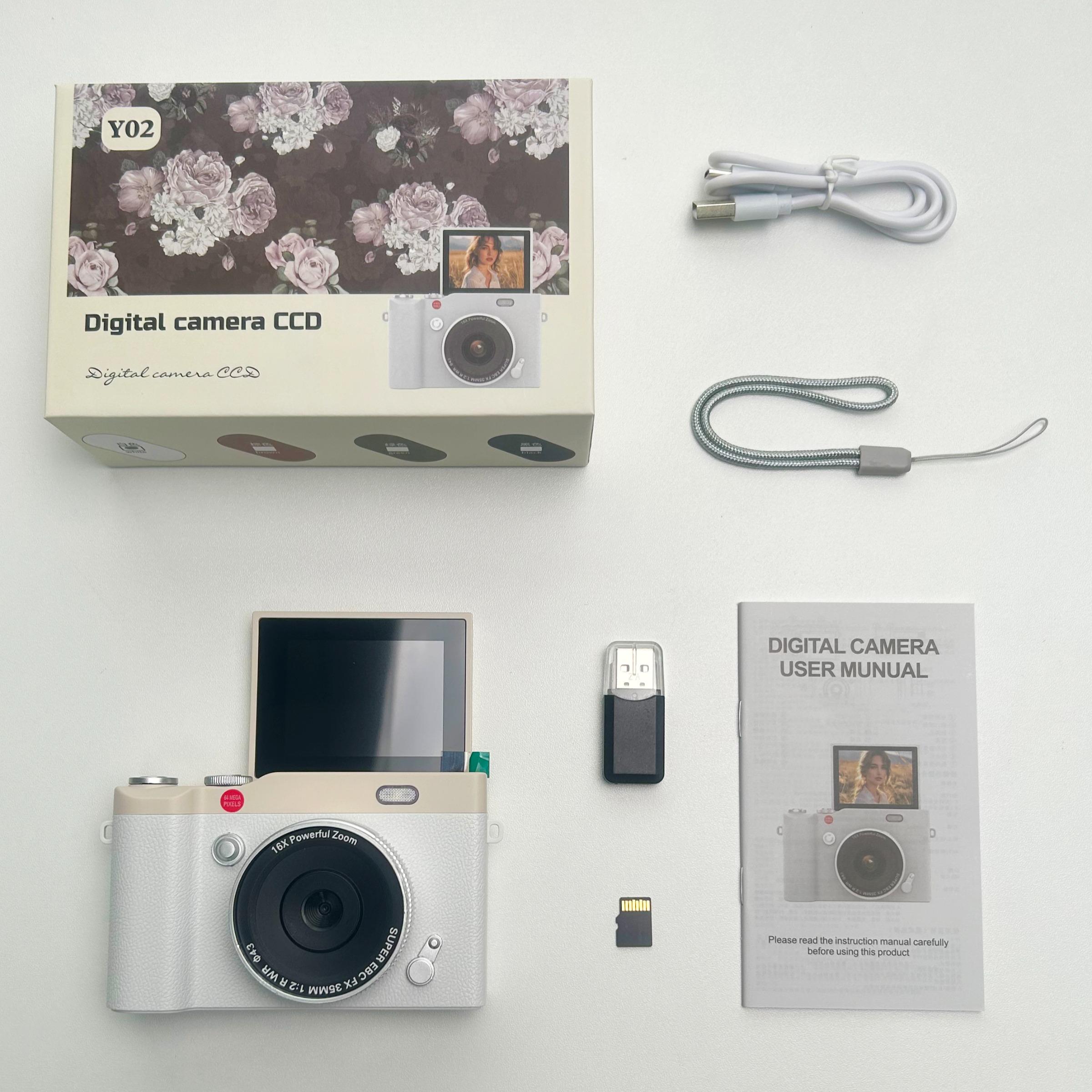 Portable Digital Camera with 180° Flip Screen, Entry-Level Student Selfie Camera with 32GB Memory Card for Photo and Video, Perfect for Back-To-School Season, Thanksgiving New Year Gift