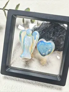 3 pieces per set hand-carved heart angel display box ornaments, guardian natural pocket stones, perfect collectible blessing stones, ideal for shelf decoration in yoga spaces, gifts for Easter and Mother's Day, inspired by chakra balancing art