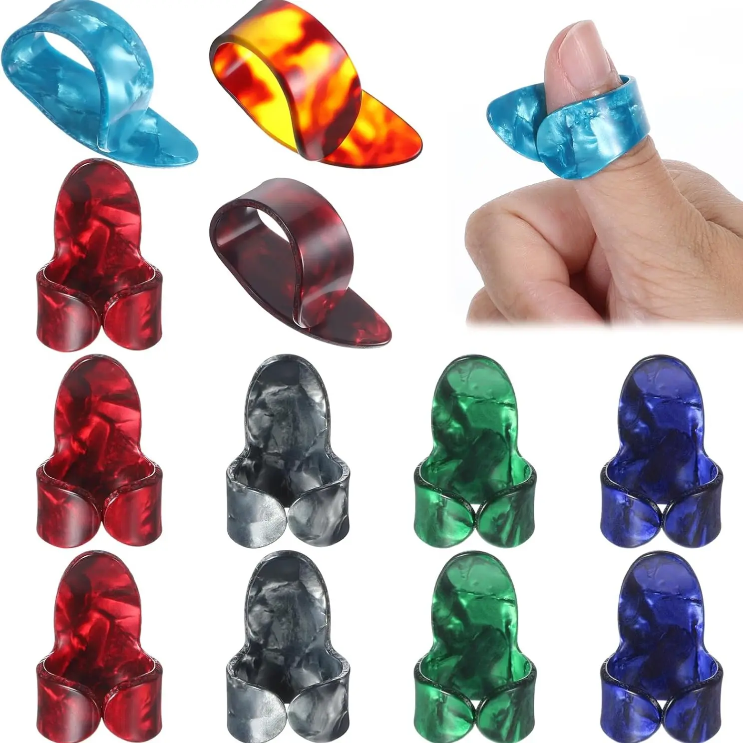 One thumb guitar pick and three finger guitar picks combined together - this is the most suitable for fingerstyle guitars, banjos or ukuleles, Accessory