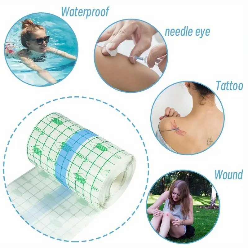 Medical transparent application plaster waterproof pu film tape three volt blank acupoint sticking patch for swimming and private area skin protection