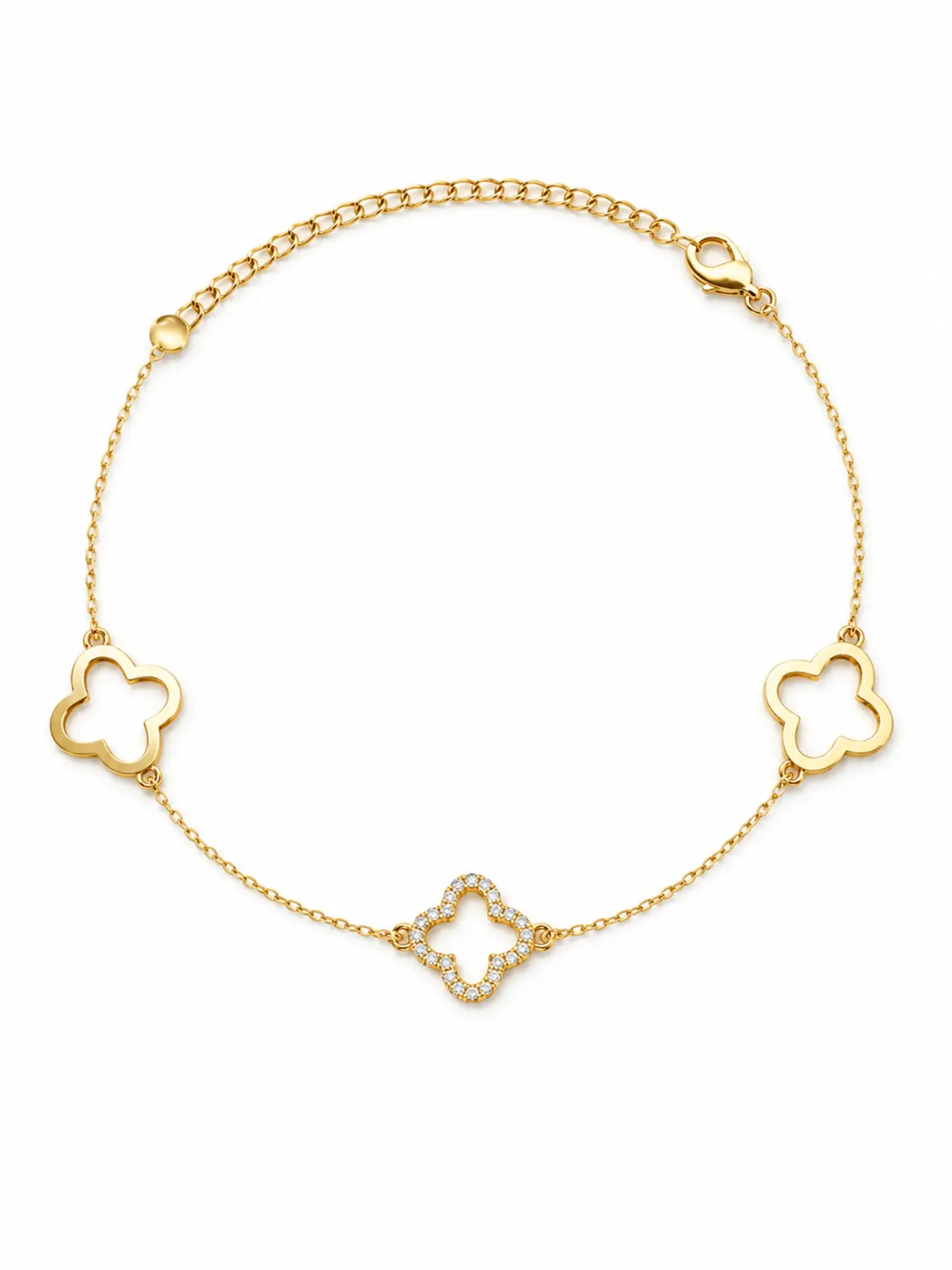 Daisini Brass Four-Leaf Clover Bracelet, Elegant Floral Design, Swarovski Crystal, Lightweight Luxury Jewelry for Women