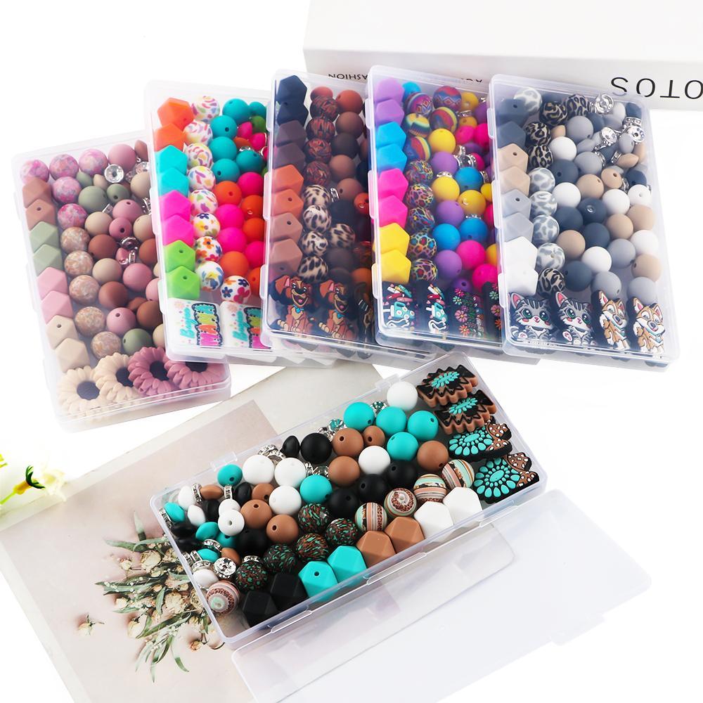 Silicone Beads Kit, 82pcs/box Beads Making Kit, Bead Assortment, DIY Jewelry Making Supplies for Bracelet Necklace Earrings Pendant Making, DIY Crafts, Handmade Gifts, Beads Set, DIY Mix Beads, DIY Galaxy Beads, DIY Beading Accessories