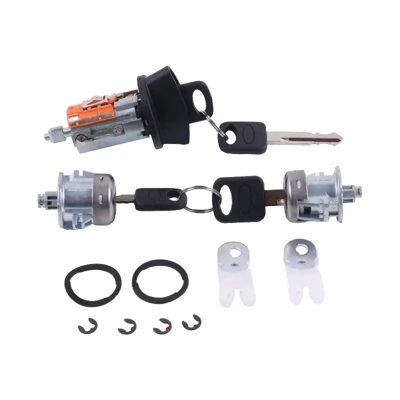 FridayParts Ignition Lock Cylinder & Door Lock Cylinder with 4 Keys, 703362 Replacement for Ford F150, F250, F350, F450, Cylinders + Keys, Ignition Locks