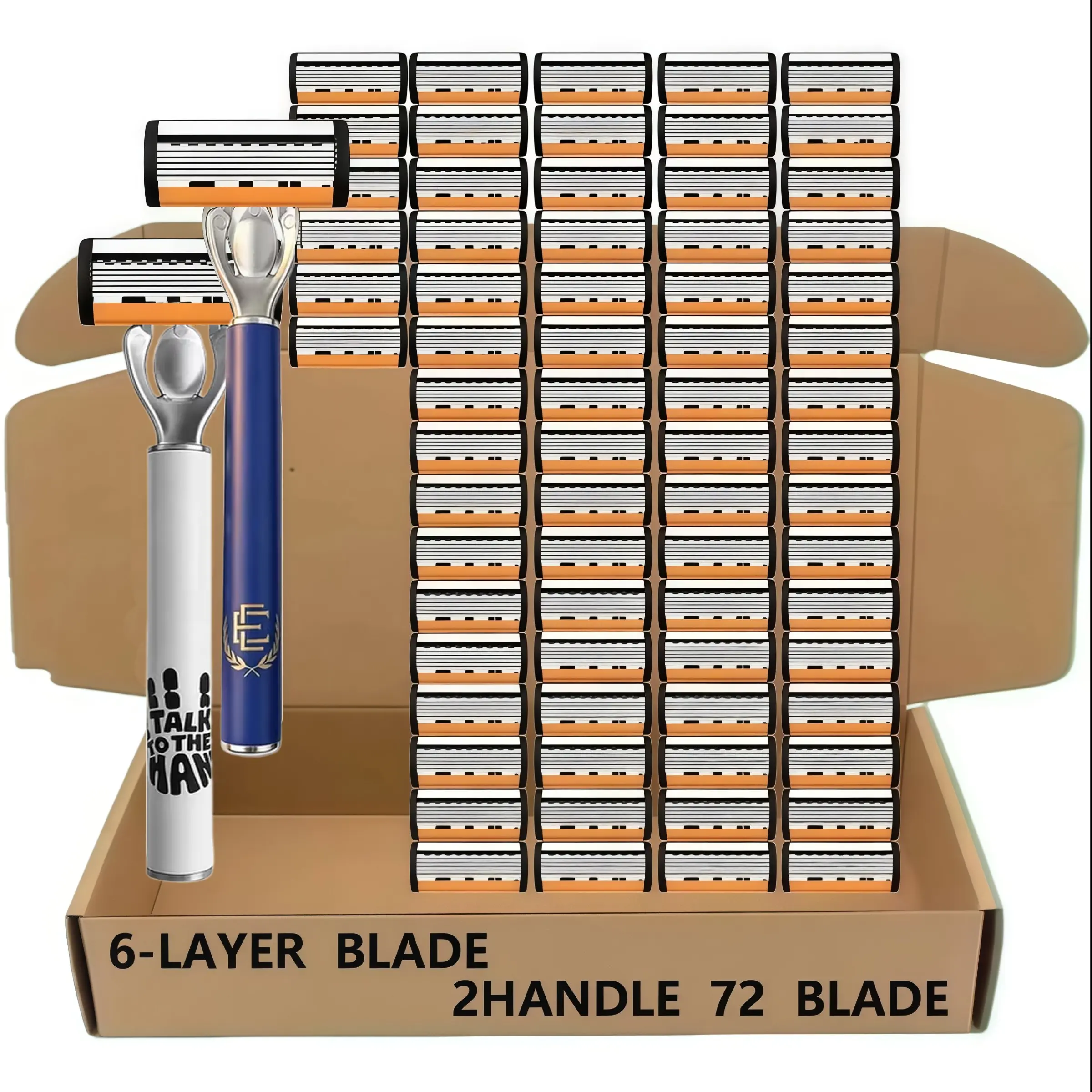 This classic men's Stainless Steel razor comes with 72 ultra-sharp and durable blades, and its progressive design ensures a safe, smooth and painless shaving experience. Comes with 2 non-slip handles, perfect for holiday gifts