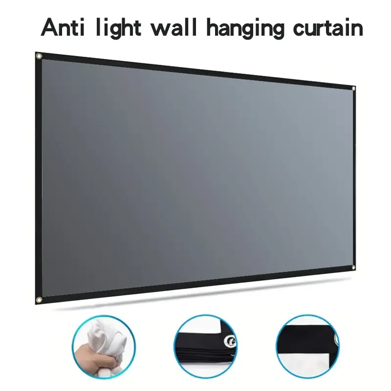 60-133 Inch Metal Anti-Light Projection Screen, 16:9 Portable Foldable Design, Black Border Perforated Screen, Suitable for Low-Lumen Projectors #GLOBAL PICKS