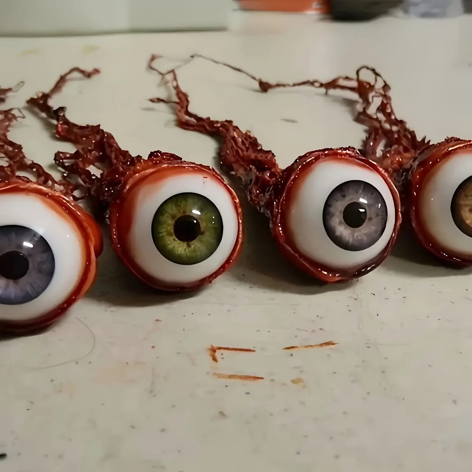 2pcs Spooky Lightweight Realistic Bloody Eyeballs with Red Accents - Halloween Decorations, Random Colors, Scary Scene Setup, Photography & Special Effects - Haunted House, Horror Party Photobooth Props