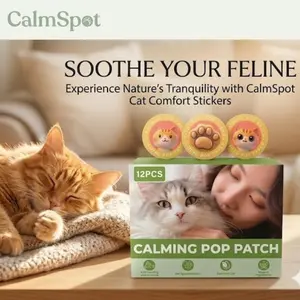 CalmSpot Calming Cat Patches | Natural Anxiety Relief & Comfort Sticker for Kittens & Cats | Soothing Essential Oil Diffuser Remedy for Vet Visits, Travel, Fireworks & Loud Noises (Mess-Free, Pack of [12])