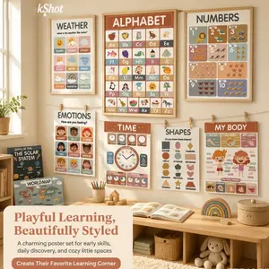 Educational Poster, 18pcs/set Modern Bohemian Educational Poster, Learning Poster, Homeschool Supplies and Classroom Decorations for Walls