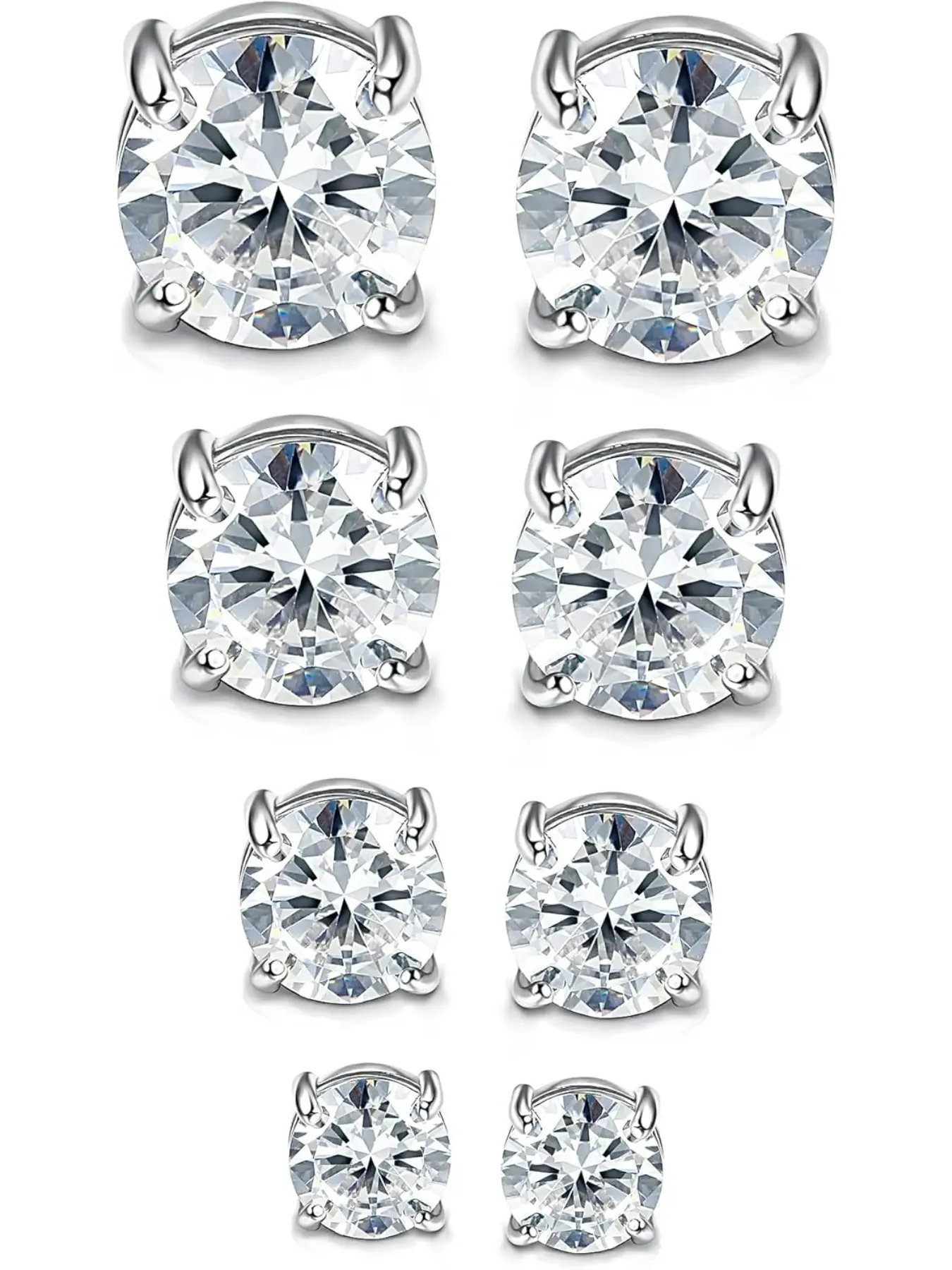 4-7MM Magnetic Earrings for Men Women Shiny Round Cubic Zirconia Stud Earrings for Non-Pierced Ears Hypoallergenic Stainless Steel Fake Earrings Not Easy to Fall off