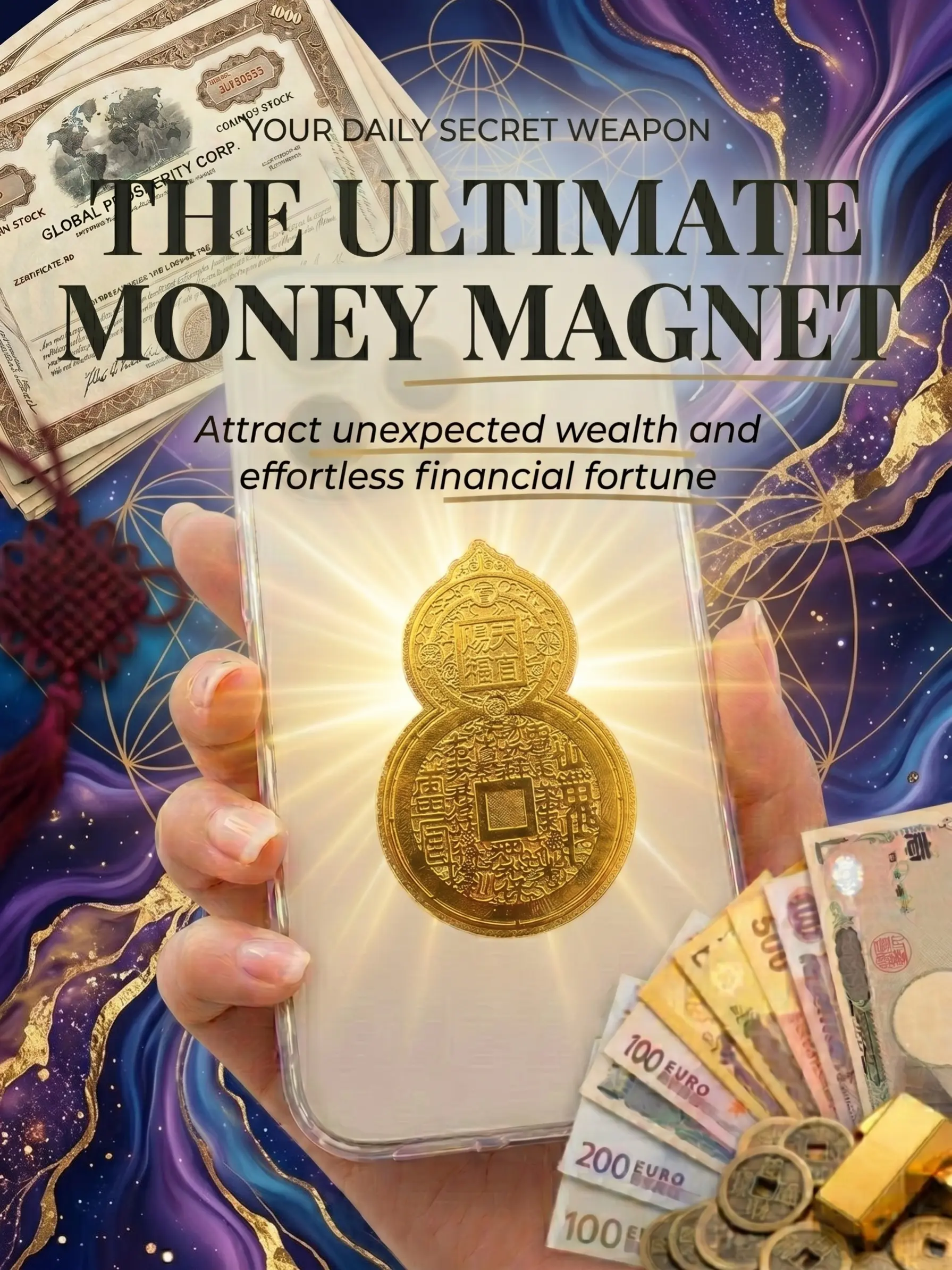 Money Attraction Lucky "Gourd" Gourd Sticker Card - Phone,Wallet,Computer,table Sticker card,Father 's Day gifts,Parent Gift,Eastern Feng Shui Amulet Lucky Charm for Positive Energy & Good Vibes Custom Holographic Cards attract Dollars protection card