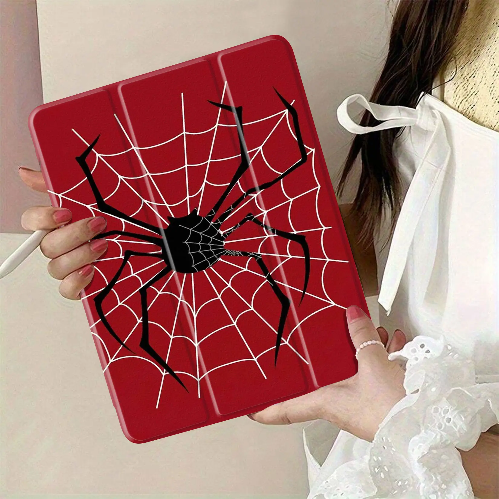 Spider web design iPad series protective case what stylish and protective what automatic sleep/wake function and TPU material ensure great safety and functionality for your device