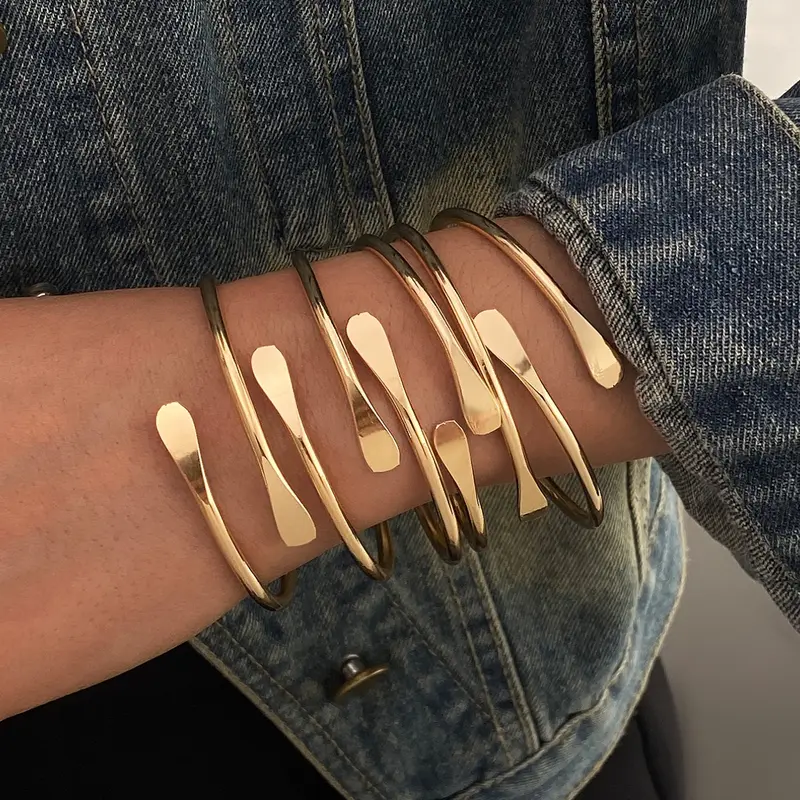Open Bangle Bracelet, Minimalist Matching Adjustable Cuff Bracelet for Women & Girls, Trendy Jewellery Accessories, All-match Jewelry for Birthday Gift, Minimalist Bangle, Stackable Bracelets, Fashionable Bangles, Trendy Bangles
