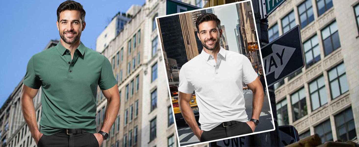 Polo Shirts for Men: Quick Dry Moisture Wicking High Elasticity Convenient Slim Fit Polo Runs Small Order One Size Up