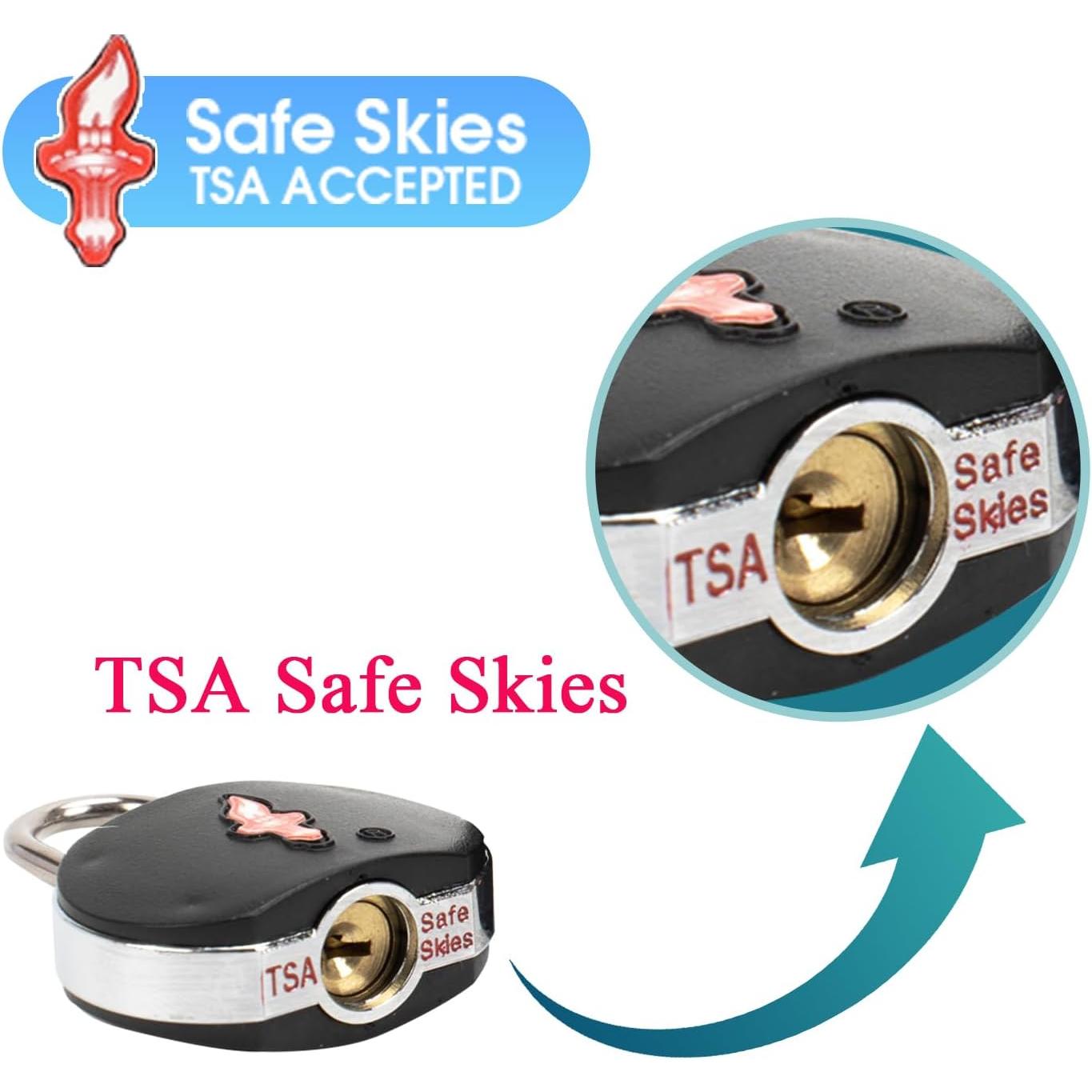TSA Keyed Luggage Locks (3-Pack) - Suitcase Lock TSA Approved for Suitcases, Backpacks, Gym Lockers & School Bags | Compact & Durable ABS w/Electroplated Rings