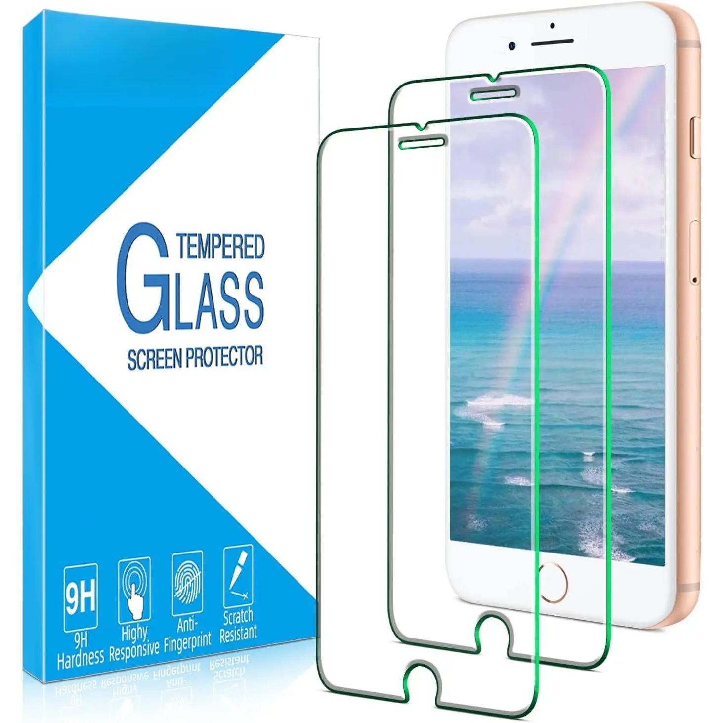 2-Pack Tempered Glass Screen Protector for iPhone 6/6S/7/8 Plus - Protective, Impact-Ready, Transparent, Touchscreen-Compatible, Bubble-Free, Case-Friendly, Easy Installation for Smartphone, Cellphone