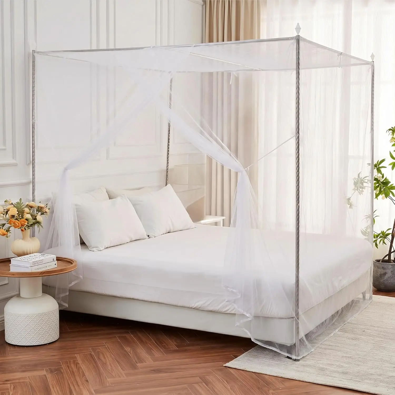 Net for Bed Netting for Single to Queen Size Beds, One Side Opening Mosquiteros Cameros para Cuba Mosquiteros para Camas for Bedroom,,