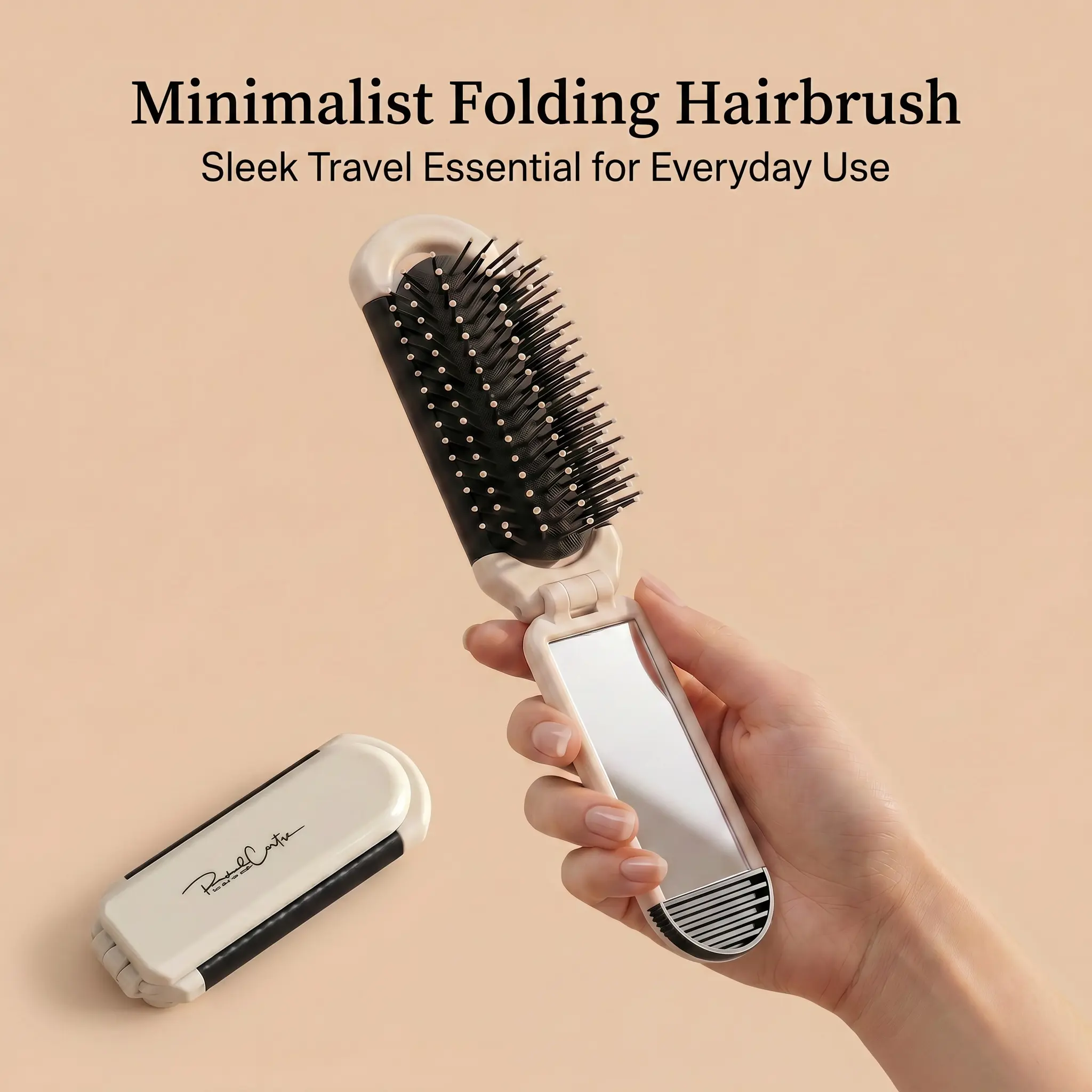 Portable Foldable Hair Styling Brush with Mirror, Anti-Static Cleaning Comb for Curly, Wet, and Dry Hair, Cartoon Design for Women, Hair Styling Tools-YY0