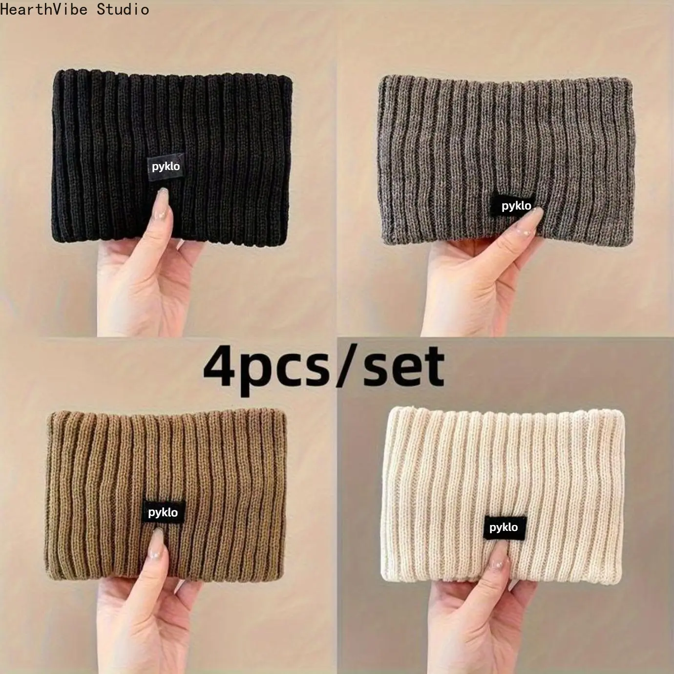 GRANK 4pcs Unisex Elegant Stylish Headbands - Soft & Stretchy Solid Color Hair Accessories, Comfort-Fit Winter Ear Warmers That Keeps Ears Warm for Cold Weather Everyday Wear