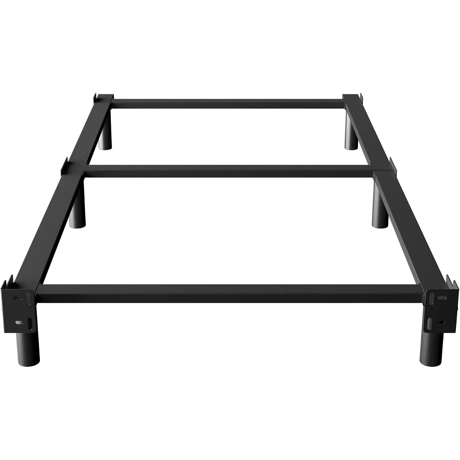 7 Inch  XL Bed Frames Base for Box Spring and Mattress, 6  Support Sturdy Metal Platform Tool-Free and Easy Assembly, Black