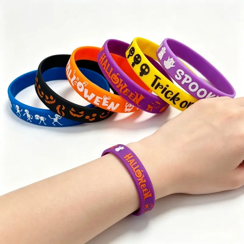 Colorful Halloween Silicone Bracelets for Kids, Spooky Pumpkin Ghost Wrist Bands, Kids Trick Or Treat Party Toy Bracelets, Halloween Carnival Giveaways, Children Birthday Festival Meet Gifts