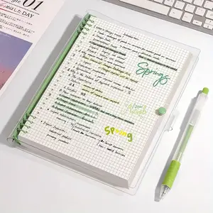 A5 Grid Spiral Notebook with Tear-Off Pages, 60 Pages, Removable Coil, Transparent Cover, Ideal for Notes and Sketches