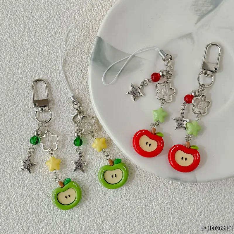 Kawaii Fruit Viral Christmas Red Apple Phone Lanyard For Teen Girls, Cute Multi-Use Bag Charm Keychain, Y2K Sweet Accessory For Handbag Daily Travel Holiday Styling