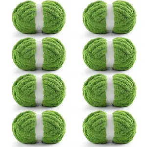 8 Pack Chunky Yarn for Crocheting, Blanket Thick Chenille for Hand Knitting, Soft Chunky for Crochet 28 Yds 7.7 Oz Each Skein (Autumn Fragrance Green)