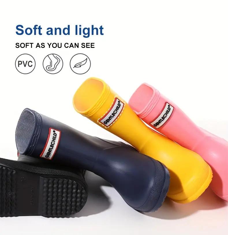 [Soft Rubber Rain Boots] Lightweight Rain Boots |           Boys Outdoor Simple Boots 2-8 Years Old Kindergarten Students Soft Non-Slip All-Season High-Quality Shoes School Day Camping Beach Garden Play Integrated Design Keep Feet Dry