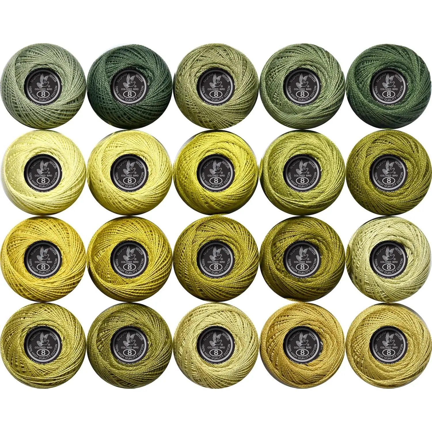 Mercerized Silky Finish Classic Crochet Thread Set, 20-Pack Soft 20-Color Thread for DIY Needlework (Khaki Green-522-370), Crochet For Beginner