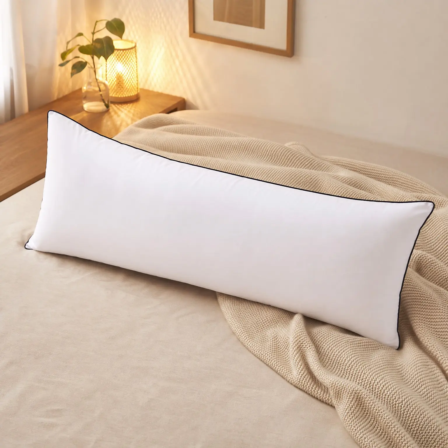 14 x 36 Inch White Throw Pillow Insert with Memory Foam Filling - Decorative Lumbar Pillow for Living Room, Sofa and CouchGift