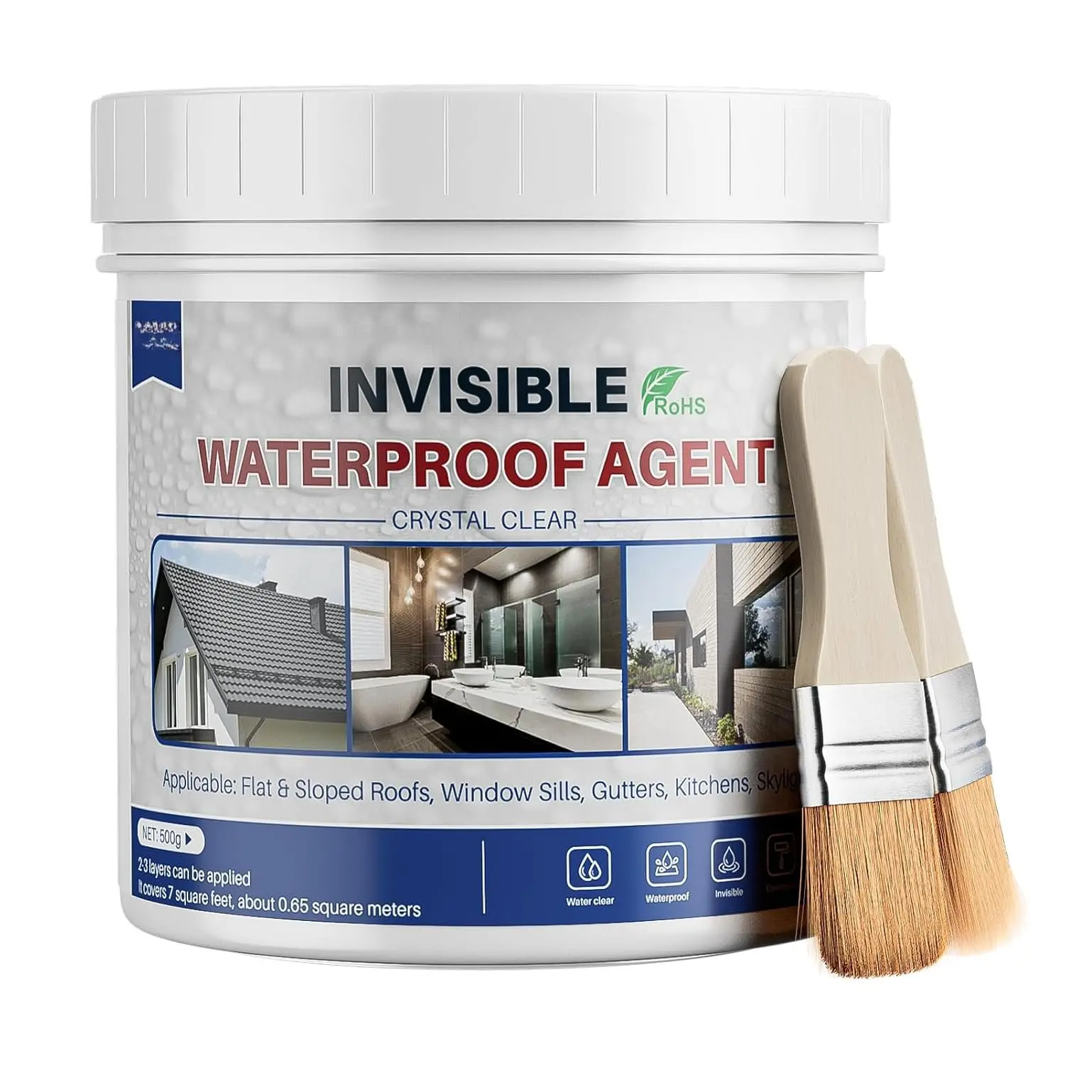 500g Water-Based Transparent Coating Sealant - Super Insulating Invisible Agent for Roof/Walls/Gutter Leak Repair (Tools & Hardware)