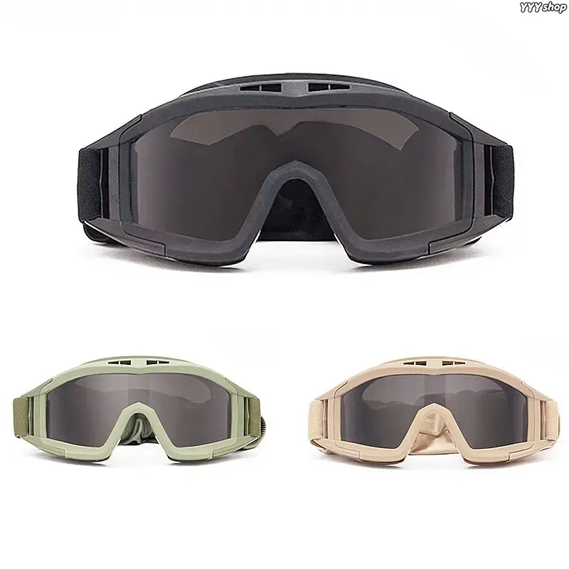 Unisex 3-Pack Tactical Sports Goggles, Fog-Resistant Impact-Safe Protective Eyewear, Adjustable Elastic Strap, Windproof Sandproof Wrap-Around Shades for Cycling, Hiking, Outdoor Training