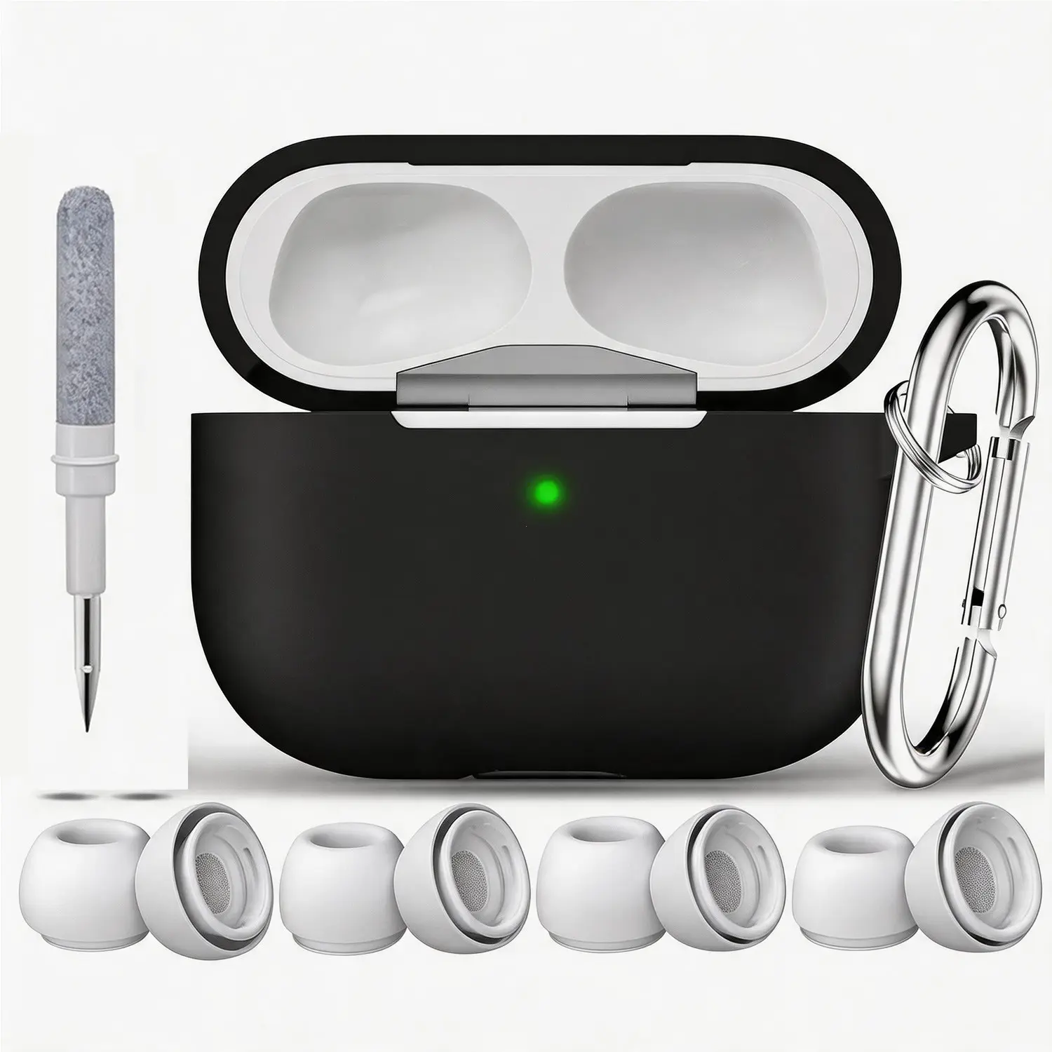 Replacement Silicone Ear Tips for AirPods Pro 1st/2nd Gen Earbuds, Includes Cleaning Kit, Protective Case, Keychain, Headphone Accessories, Apple AirPods Pro Protection Headphone