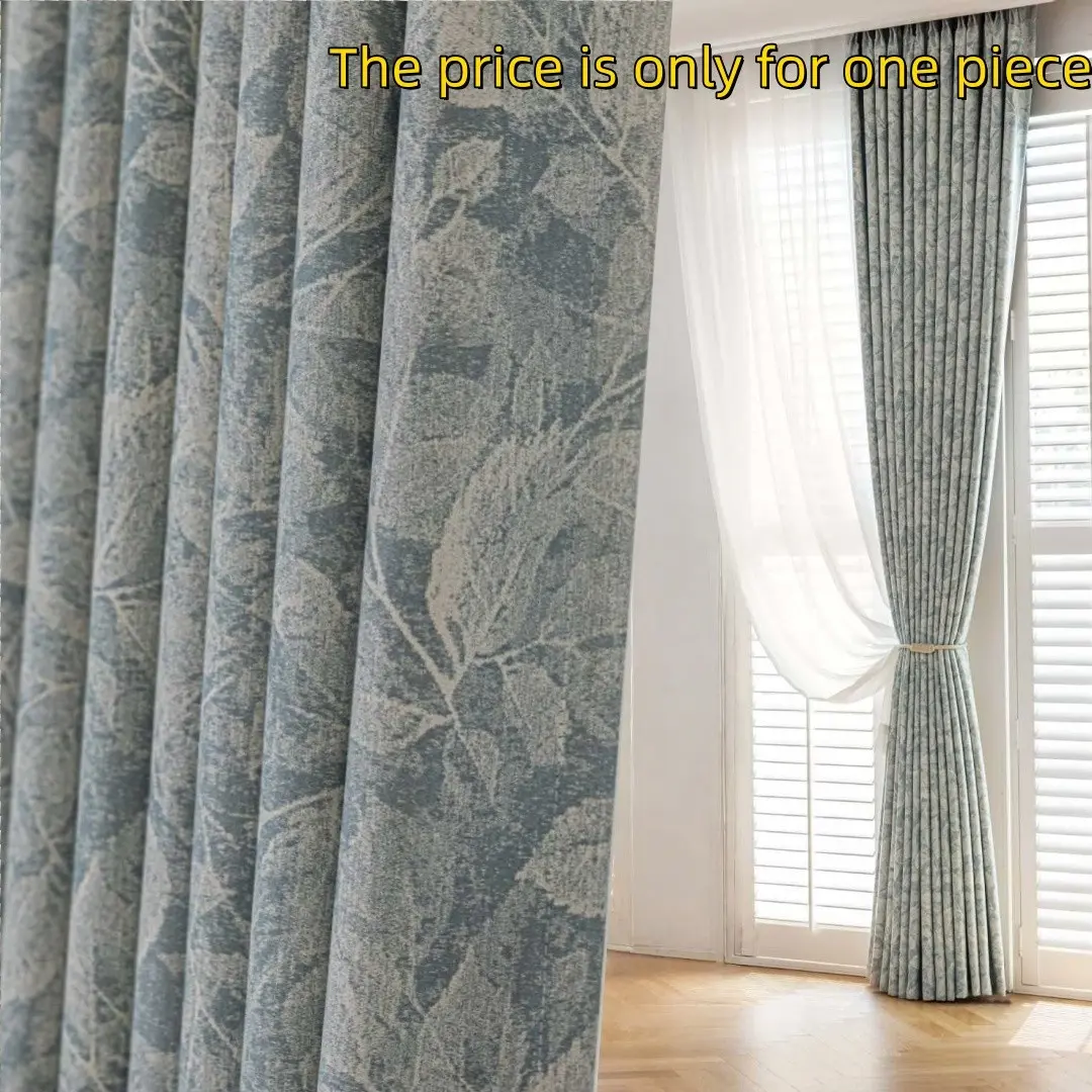 1PC New Monet Garden Blue Curtain, Living Room Bedroom Decorative Curtain, Floral Print, Good Light Blocking and Insulation, Half Sheer Floor-To-Ceiling Window Curtains