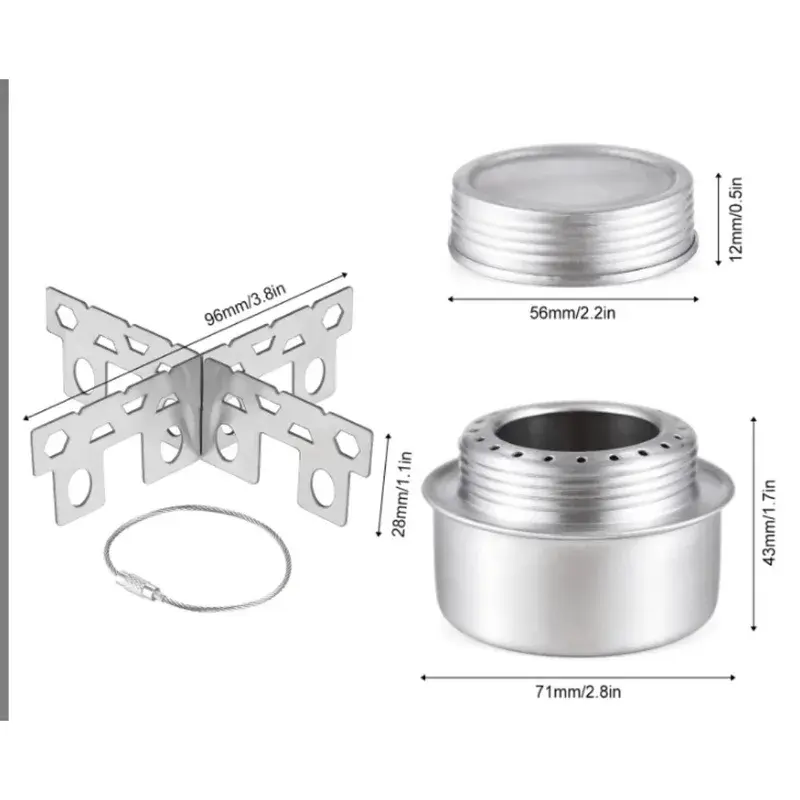 Portable Compact Pocket-Sized Aluminum Alloy Alcohol Stove with 71x43mm Fire Lid, for Outdoor Camping Hiking Cooking (Sports & Outdoor Camp Kitchen Gear)