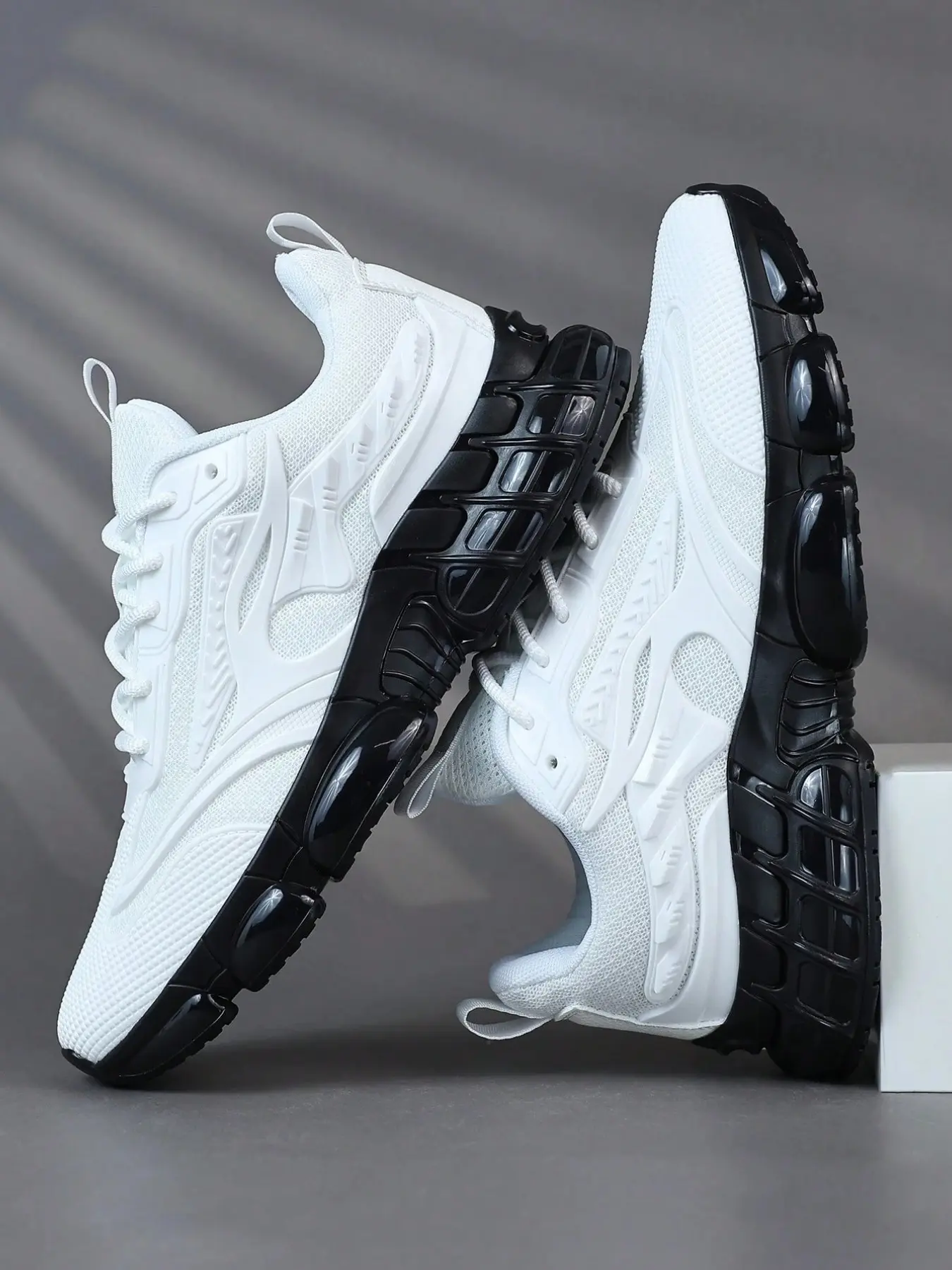 Men's Sporty Sneakers, Colorblock Breathable Mesh, High Elastic Thick Sole Shock Absorption, All Season Casual Shoes