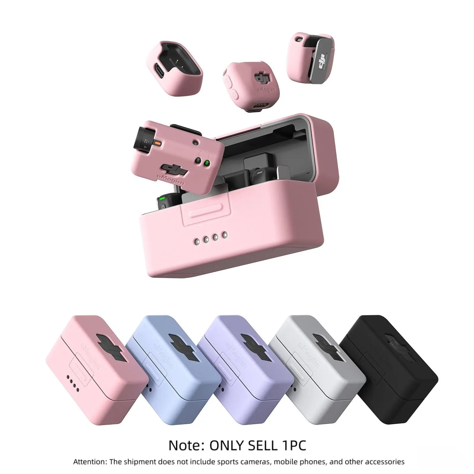 Colorful Silicone Protective Case for Dji Mic Mini, Match Full Coverage Anti-Drop Scratch Resistant, Precision Cutouts, Fashionable Design, Accessories