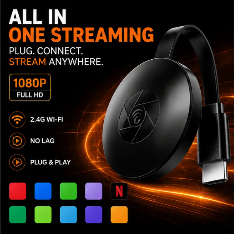 Wireless HDMI Adapter for TV & Projector, Screen Mirroring from Phone/Tablet/Laptop, Miracast, 2.4G WiFi, Plug & Play, Electronic Gadgets