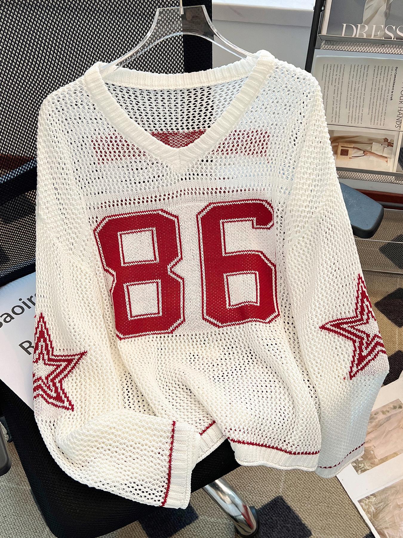 Women's Sweater, Lightweight Knit Sweater, Casual Sporty V Neck Long Sleeve Jumper for Summer, Fashion Women's Knitting Knitwear for Daily Wear