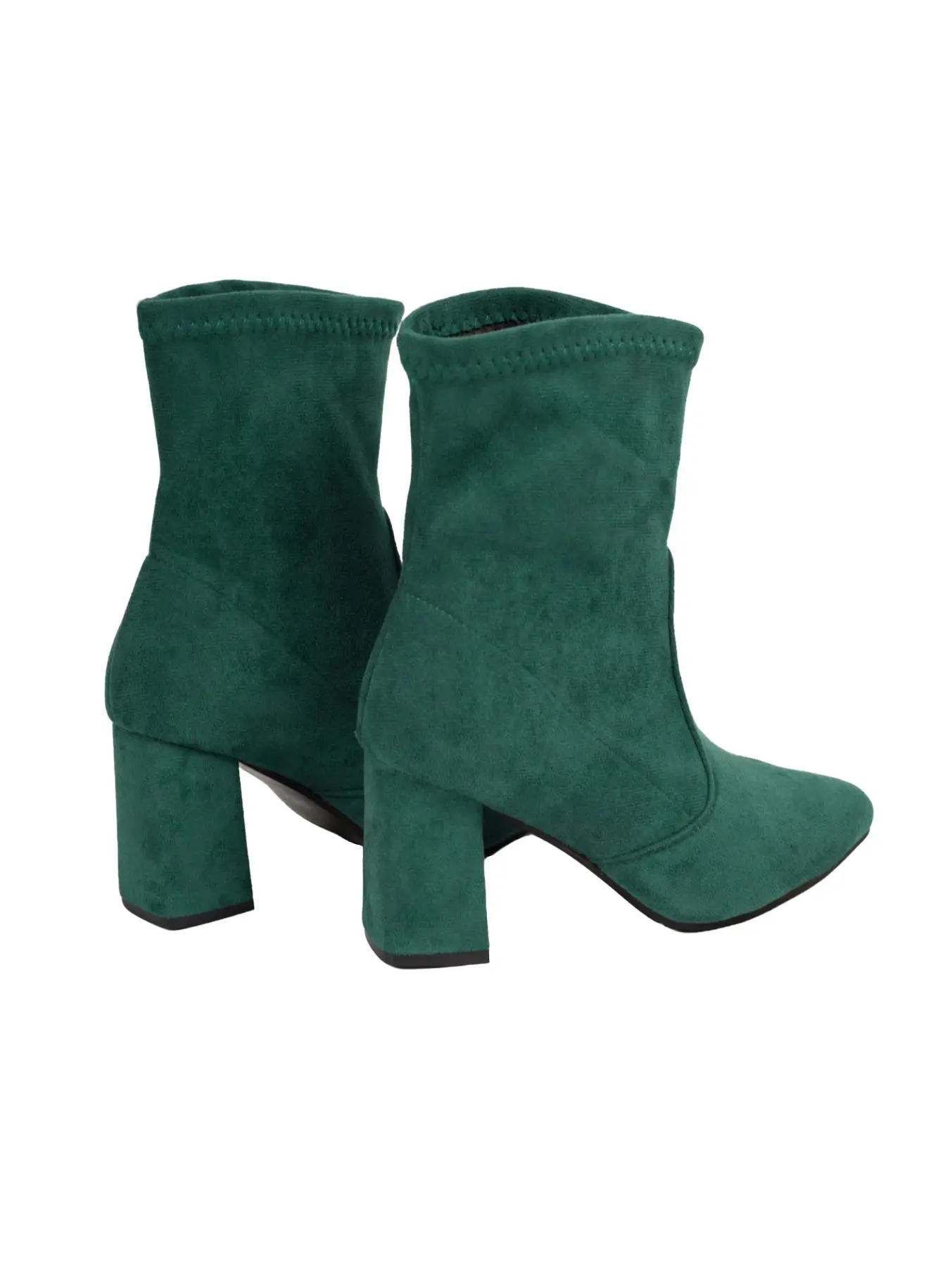 Vintage Stretch Ankle Booties For Women, Pointed Toe Block Heel Slip On Short Boots, Elegant Slim Fit Sock Ankle Boots For Daily Party Halloween Outfit