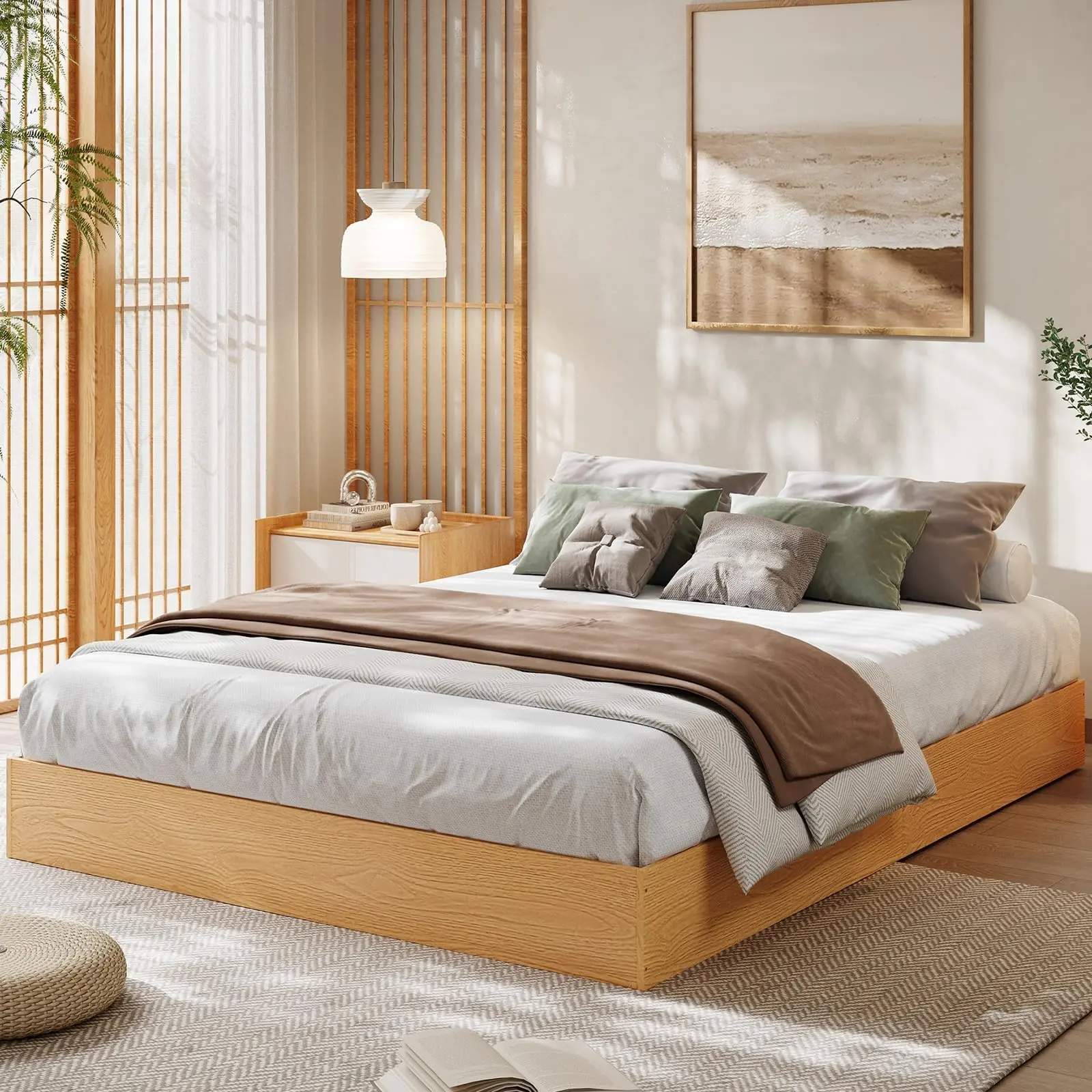 Solid Wood Platform Bed Frame | Heavy Duty Wood Slats Support, Skip Box Spring, Quick Simple Assembly, Underbed Storage Space Saving, Multiple Sizes Twin Twin XL Queen, Pine & Walnut Wood Finish Options