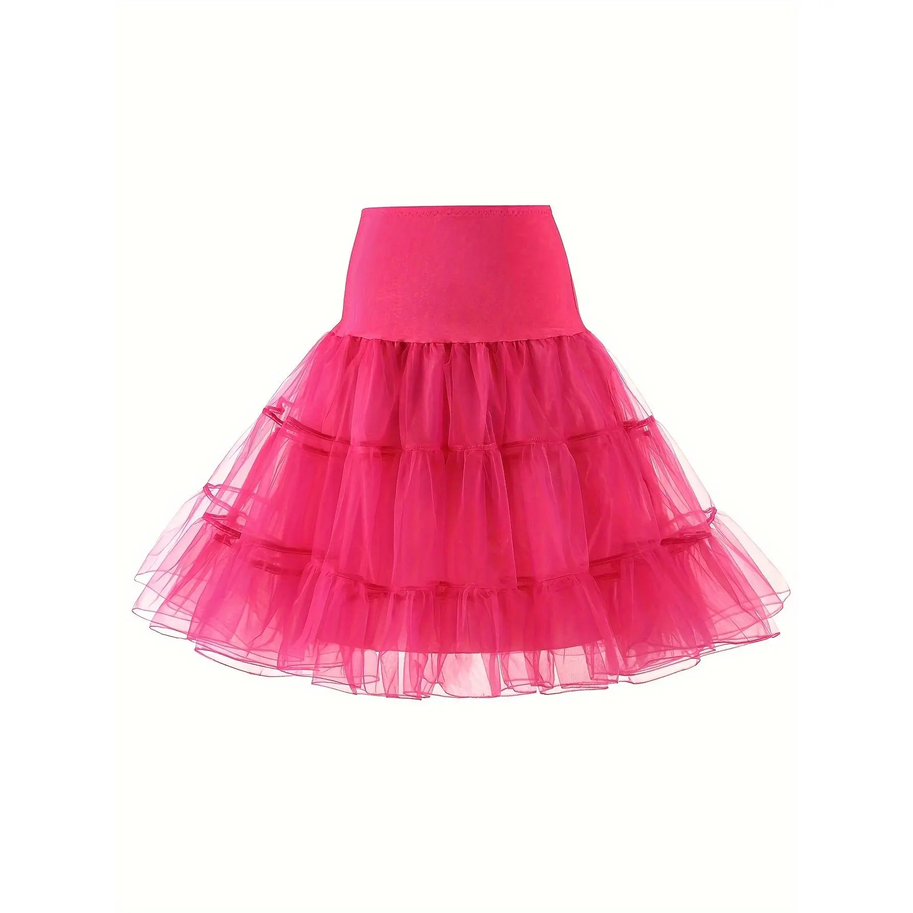 [Vintage Tulle Petticoat] Vintage Lovers Women's 1950s Vintage Tulle Petticoat Half Slip Tutu Underskirt| Flared A-Line Pleated Hem, Solid Yellow, No Belt, All-Season Layering Skirt for Costume Parties & Retro Fashion Outfits, Costume Accessory, Elegant A